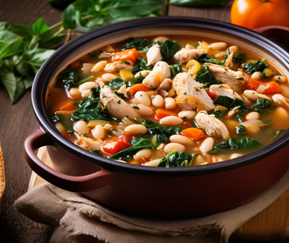 Chicken-and-cannellini-Beans-stew-with-Spinich