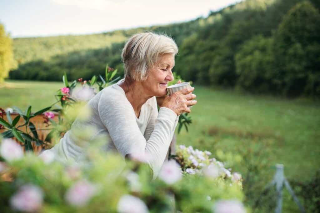 older woman in field